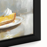Close-up of a framed canvas depicting colorful pastries on a black background, ideal for extra large living room wall art.