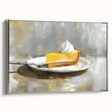 Landscape art painting of colorful pastries, framed in silver on canvas, ideal for kitchen wall decor.