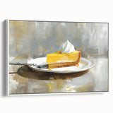 Vintage poster art of colorful pastries on a framed canvas, ideal for living room decor.