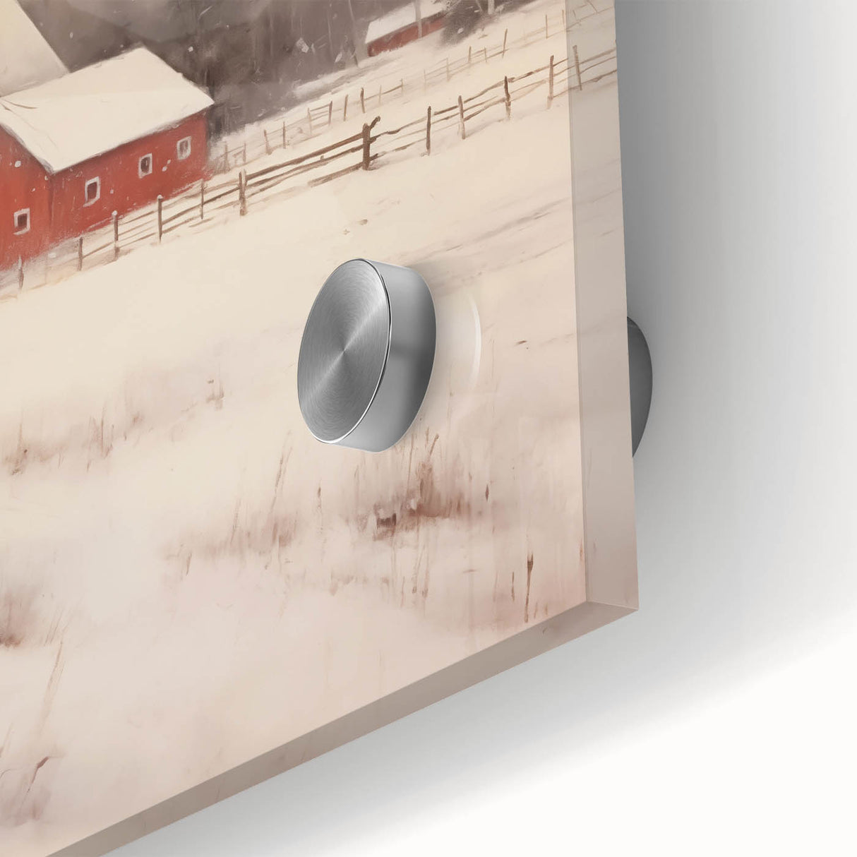 Snowy Red Barn – Rustic Christmas Wall Decor