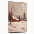 Snowy Red Barn – Rustic Christmas Wall Decor