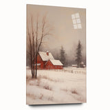 Snowy Red Barn – Rustic Christmas Wall Decor