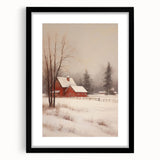 Snowy Red Barn – Rustic Christmas Wall Decor