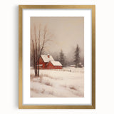 Snowy Red Barn – Rustic Christmas Wall Decor