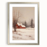 Snowy Red Barn – Rustic Christmas Wall Decor