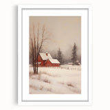 Snowy Red Barn – Rustic Christmas Wall Decor