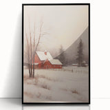 Snowy Red Barn – Rustic Christmas Wall Decor