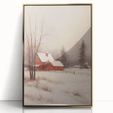 Snowy Red Barn – Rustic Christmas Wall Decor