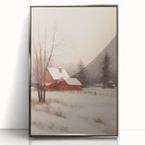 Snowy Red Barn – Rustic Christmas Wall Decor