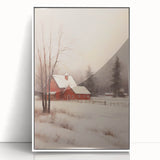 Snowy Red Barn – Rustic Christmas Wall Decor