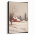 Snowy Red Barn – Rustic Christmas Wall Decor