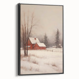 Snowy Red Barn – Rustic Christmas Wall Decor