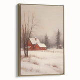 Snowy Red Barn – Rustic Christmas Wall Decor