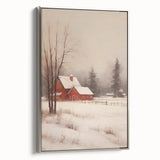 Snowy Red Barn – Rustic Christmas Wall Decor