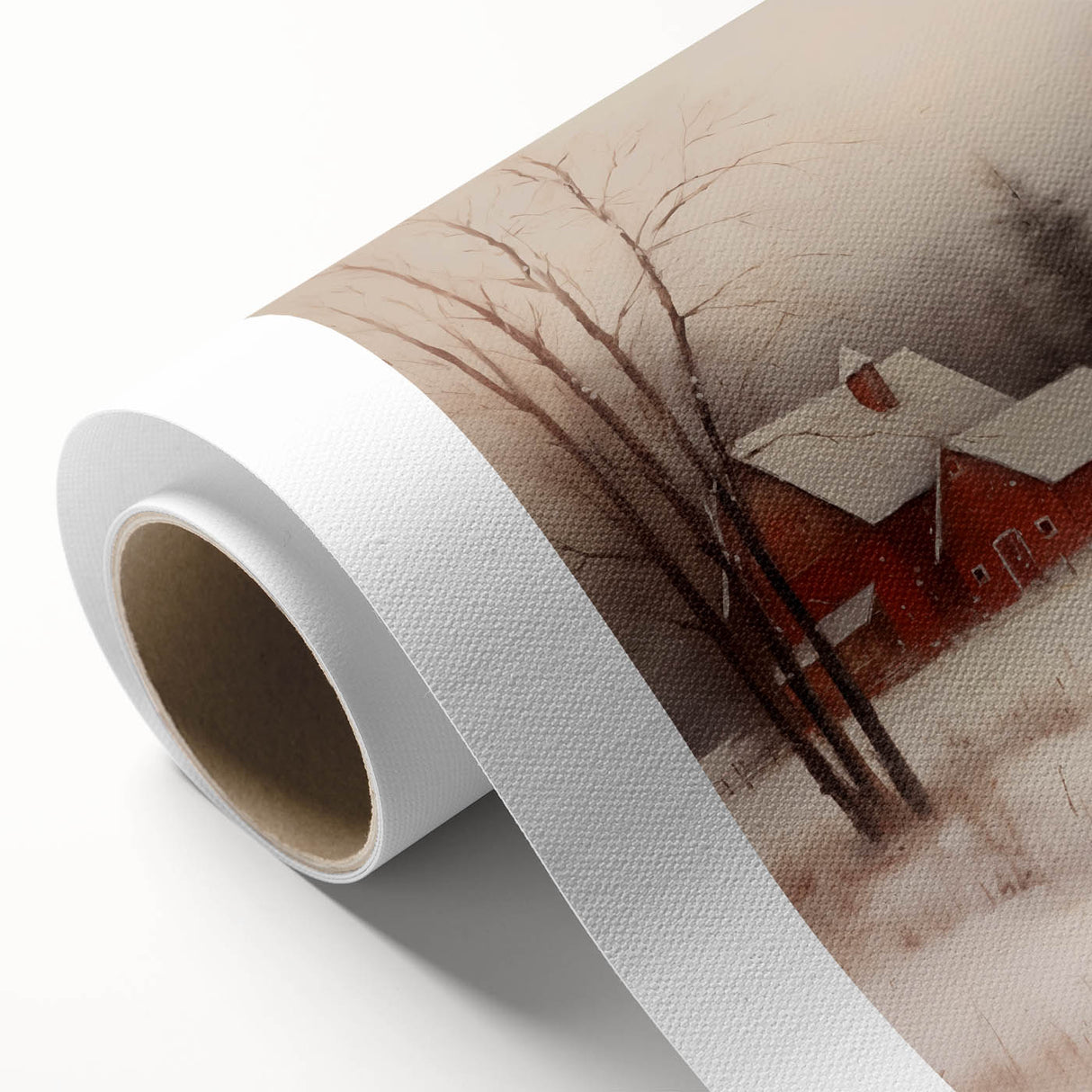 Snowy Red Barn – Rustic Christmas Wall Decor