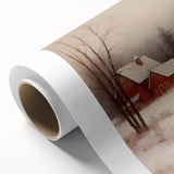 Snowy Red Barn – Rustic Christmas Wall Decor