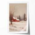 Snowy Red Barn – Rustic Christmas Wall Decor