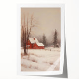 Snowy Red Barn – Rustic Christmas Wall Decor