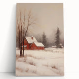 Snowy Red Barn – Rustic Christmas Wall Decor