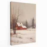 Snowy Red Barn – Rustic Christmas Wall Decor