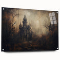 Haunted Castle Halloween Wall Art - Gothic Spooky Oil Painting