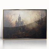 Haunted Castle Halloween Wall Art - Gothic Spooky Oil Painting