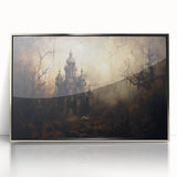 Haunted Castle Halloween Wall Art - Gothic Spooky Oil Painting