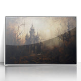 Haunted Castle Halloween Wall Art - Gothic Spooky Oil Painting