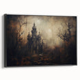 Haunted Castle Halloween Wall Art - Gothic Spooky Oil Painting