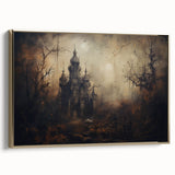 Haunted Castle Halloween Wall Art - Gothic Spooky Oil Painting