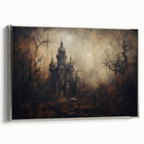 Haunted Castle Halloween Wall Art - Gothic Spooky Oil Painting