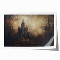 Haunted Castle Halloween Wall Art - Gothic Spooky Oil Painting