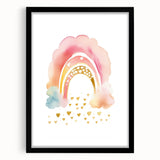Golden Heart Rainbow Girls Room Wall Art – Nursery Print