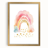Golden Heart Rainbow Girls Room Wall Art – Nursery Print