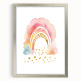 Golden Heart Rainbow Girls Room Wall Art – Nursery Print
