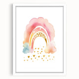 Golden Heart Rainbow Girls Room Wall Art – Nursery Print