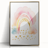 Golden Heart Rainbow Girls Room Wall Art – Nursery Print
