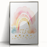Golden Heart Rainbow Girls Room Wall Art – Nursery Print