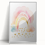 Golden Heart Rainbow Girls Room Wall Art – Nursery Print