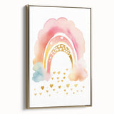 Golden Heart Rainbow Girls Room Wall Art – Nursery Print