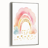 Golden Heart Rainbow Girls Room Wall Art – Nursery Print