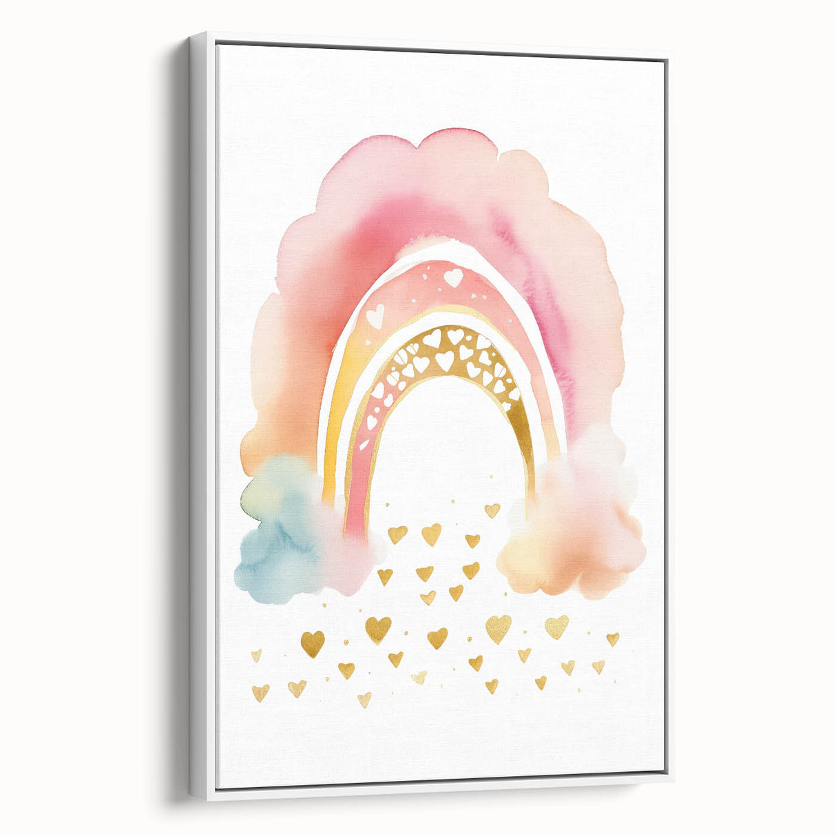 Golden Heart Rainbow Girls Room Wall Art – Nursery Print