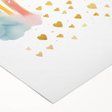 Golden Heart Rainbow Girls Room Wall Art – Nursery Print