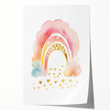 Golden Heart Rainbow Girls Room Wall Art – Nursery Print