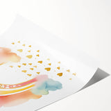 Golden Heart Rainbow Girls Room Wall Art – Nursery Print