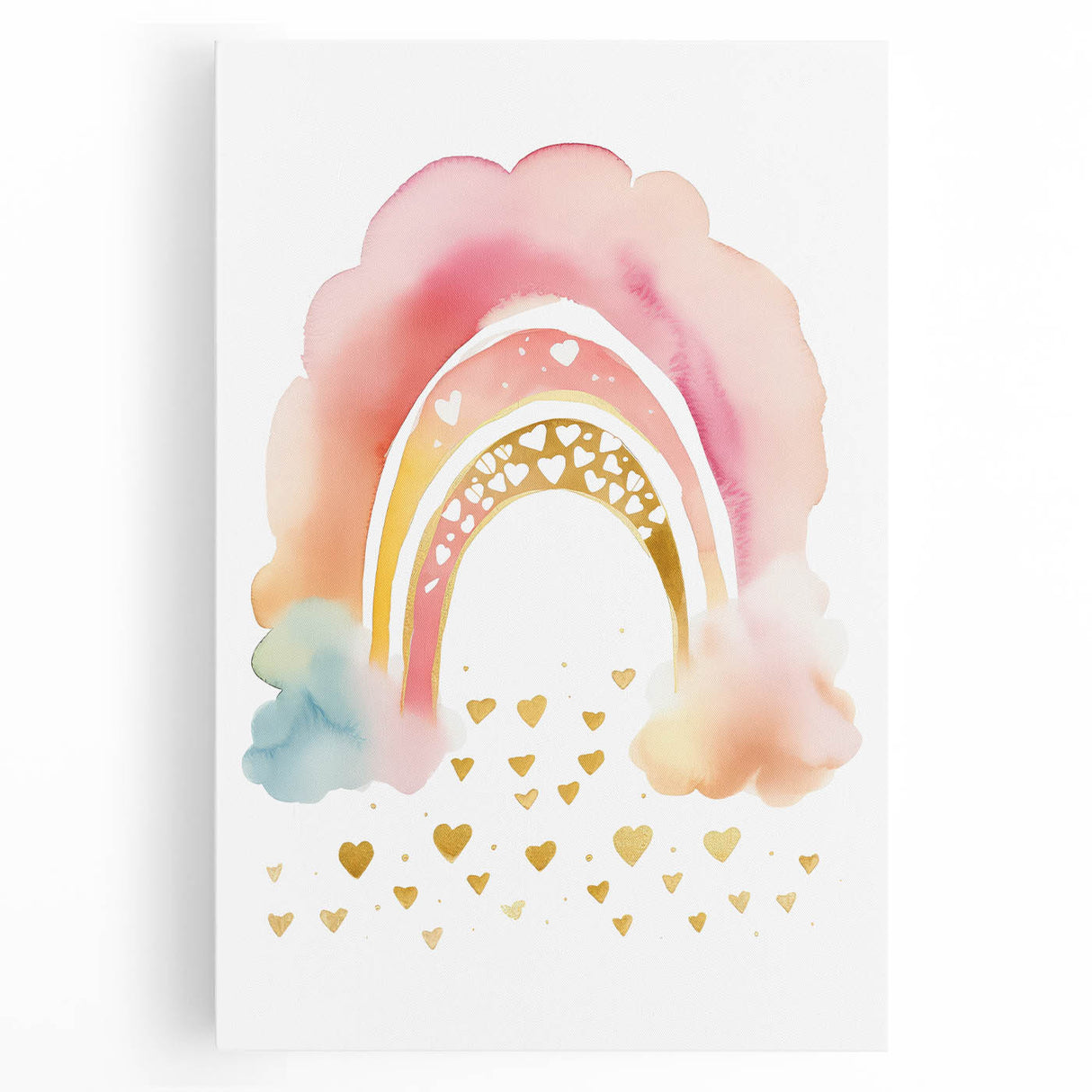 Golden Heart Rainbow Girls Room Wall Art – Nursery Print