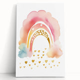 Golden Heart Rainbow Girls Room Wall Art – Nursery Print
