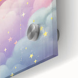 Nursery Wall Art - Cute Star & Cloud Pastel Kids Room Print