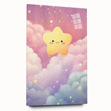 Nursery Wall Art - Cute Star & Cloud Pastel Kids Room Print
