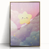 Nursery Wall Art - Cute Star & Cloud Pastel Kids Room Print